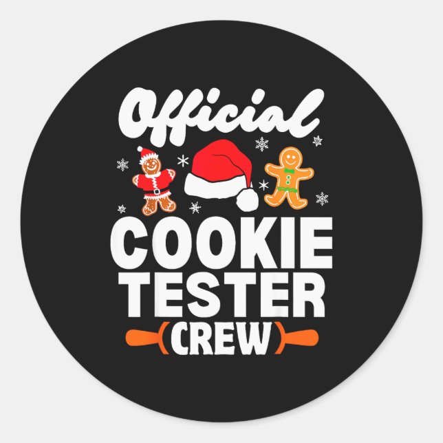 Sticker Rond Cookie Tester Crew Christmas Baking Xmas Pajamas  (Devant)