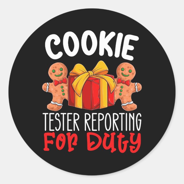 Sticker Rond Cookie Tester Reporting Pour Devoir Drôle Noël (Devant)