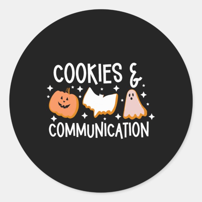 Sticker Rond Cookies &amp ; Communication Drôle Halloween Desig (Devant)