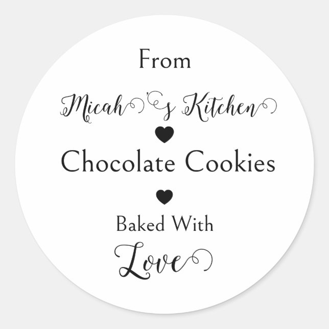 Sticker Rond Cookies au Chocolat Cuits avec Amour Moderne Simpl (Devant)