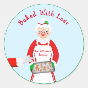 Sticker Rond Cookies au gingembre de Mme Claus cuits avec amour