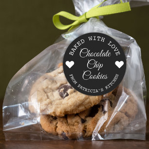 Sticker Rond Cookies Choco Cuits Avec Amour Noir Et Blanc