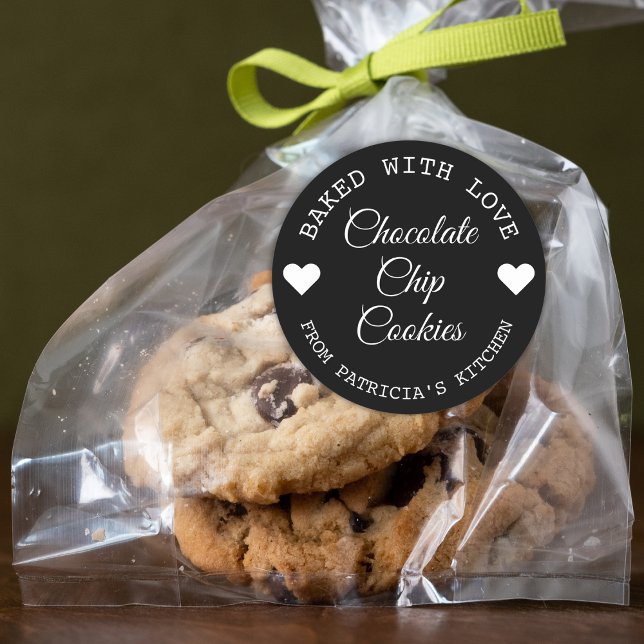 Sticker Rond Cookies Choco Cuits Avec Amour Noir Et Blanc    (Créateur téléchargé)