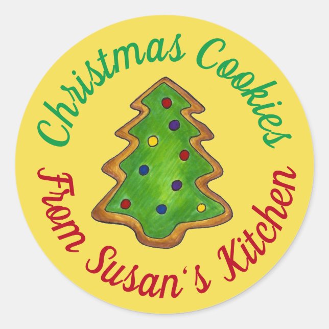 Sticker Rond Cookies d'arbre de Noël faits maison Personnalisés (Devant)