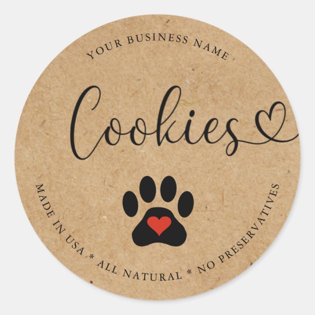 Sticker Rond Cookies de chien rustique Gourmet naturel (Devant)