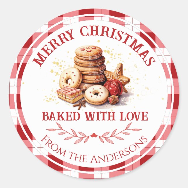 Sticker Rond Cookies de Noël cuits avec amour (Devant)