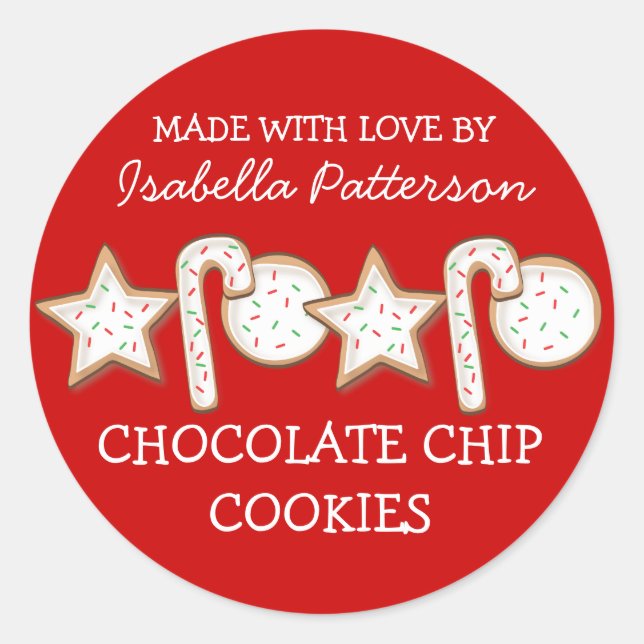 Sticker Rond Cookies de Noël de l'autocollant de cuisine Rouge (Devant)