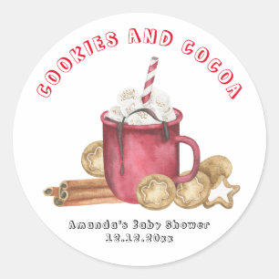 Sticker Rond Cookies de Noël et baby shower de cacao