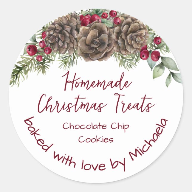 Sticker Rond Cookies de Noël faits maison Rustique (Devant)