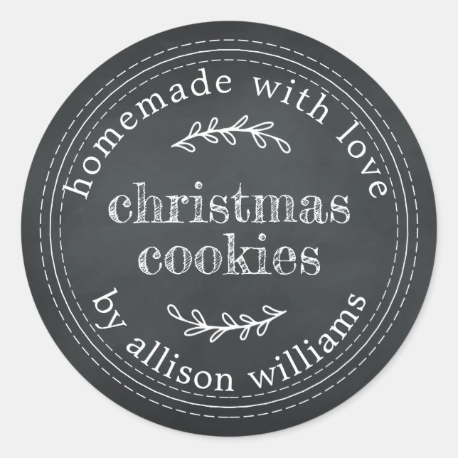 Sticker Rond Cookies de Noël faits maison rustiques Tableau noi (Devant)