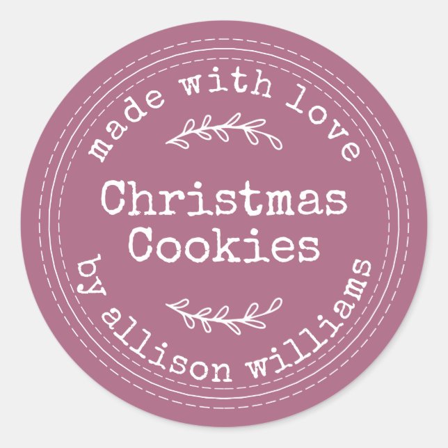 Sticker Rond Cookies de Noël faits maison rustiques Violet (Devant)