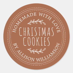 Sticker Rond Cookies de Noël faits maison Terracotta Rustique
