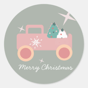 Sticker Rond Cookies de Noël Groovy Camion Vintage