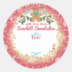 Sticker Rond Cookies de Noël pain d'épice homme boulangerie bou
