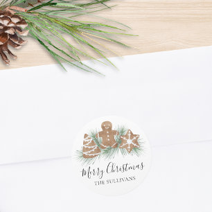 Sticker Rond Cookies de Noël Personnalisés