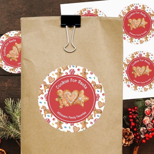 Sticker Rond Cookies de Noël pour le Père Noël Blanc (Créateur téléchargé)