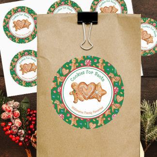 Sticker Rond Cookies de Noël pour le Père Noël Vert