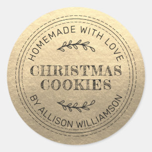Sticker Rond Cookies de Noël rustiques faits maison Champagne G