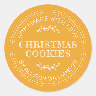 Sticker Rond Cookies de Noël rustiques faits maison Mellow Jaun