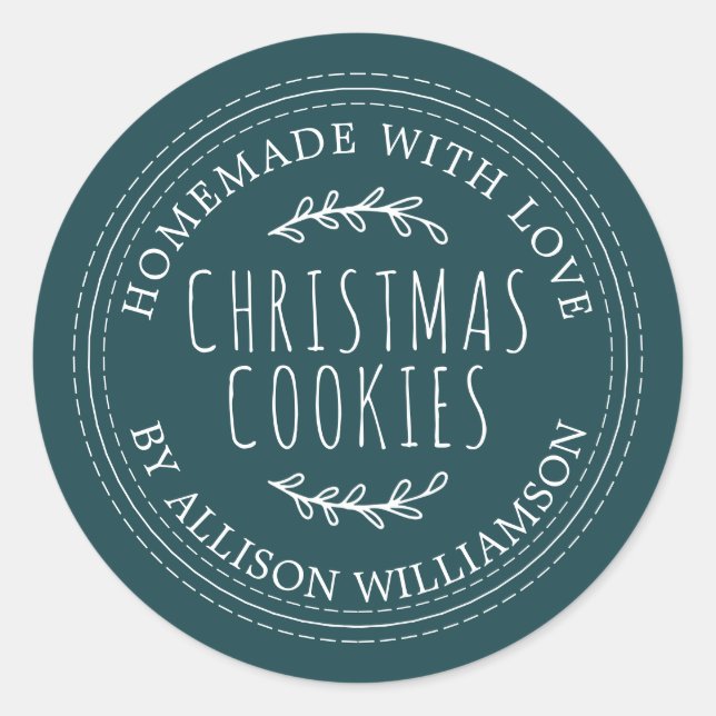 Sticker Rond Cookies de Noël rustiques faits maison Profondémen (Devant)