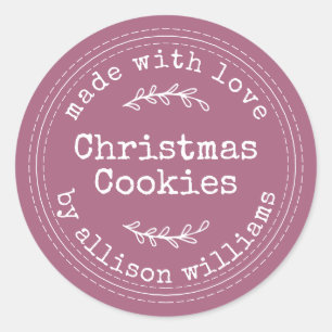 Sticker Rond Cookies de Noël rustiques faits maison violet