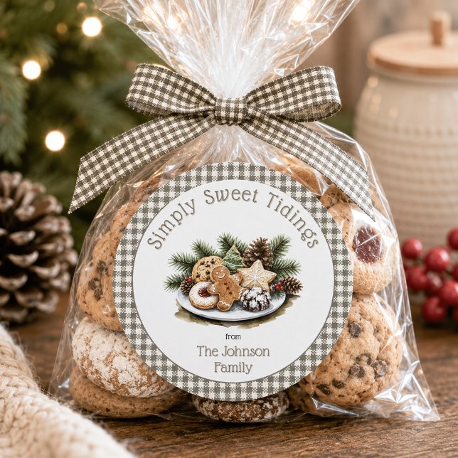 Sticker Rond Cookies de Noël Rustiques Simplement Douces Annonc (Créateur téléchargé)