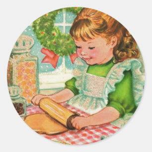 Sticker Rond Cookies De Noël Vintage Des Années 1950