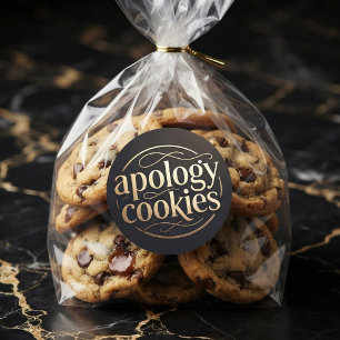 Sticker Rond Cookies d'excuse dorés et bruns ludiques artistiqu