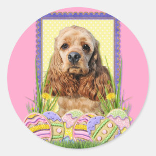 Sticker Rond Cookies d'oeufs de Pâques - Cocker Spaniel