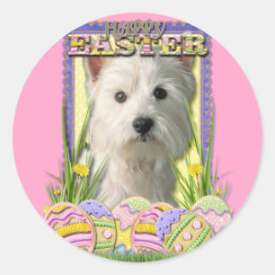 Sticker Rond Cookies d'oeufs de Pâques - West Highland Terrier