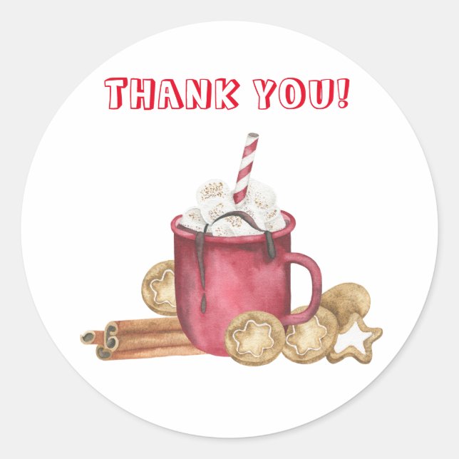 Sticker Rond Cookies et baby shower de cacao Merci (Devant)