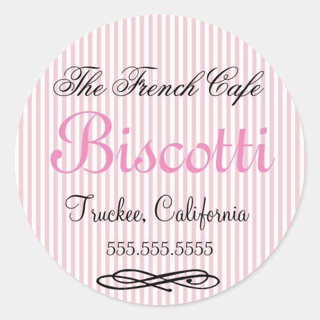 Sticker Rond Cookies faits maison Pink Stripes (Devant)