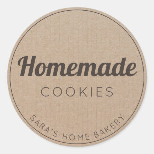 Sticker Rond Cookies faits maison Vintage Papier Kraft simple