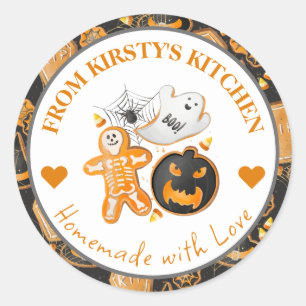 Sticker Rond Cookies Halloween Rustiques Faits Maison à l'Aquar