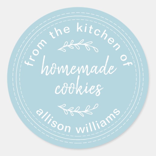 Sticker Rond Cookies Maison Rustiques Bleu Pastel (Devant)