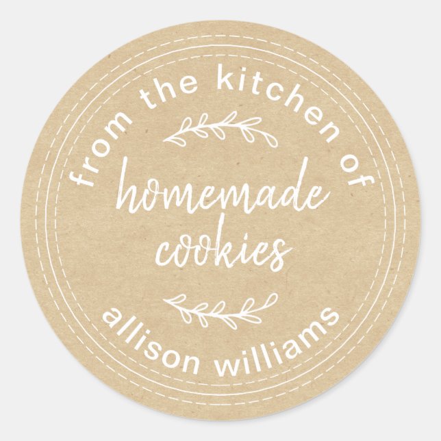 Sticker Rond Cookies maison rustiques de la cuisine de Kraft  (Devant)