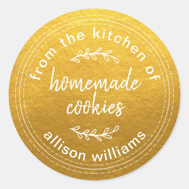 Sticker Rond Cookies maison rustiques de la cuisine d'or (Devant)