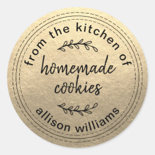 Sticker Rond Cookies maison rustiques de la cuisine en or