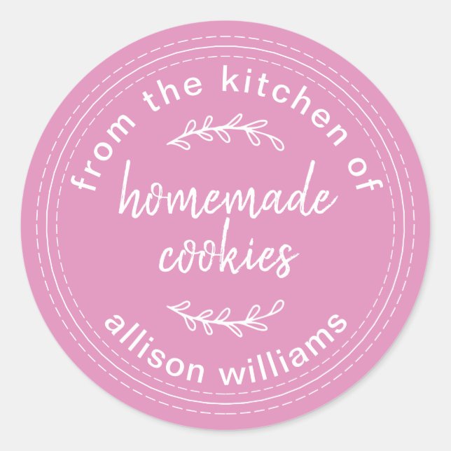 Sticker Rond Cookies maison rustiques Fuchsia Rose (Devant)
