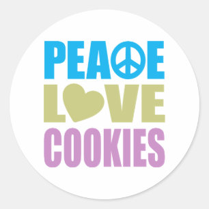 Sticker Rond Cookies Peace Love