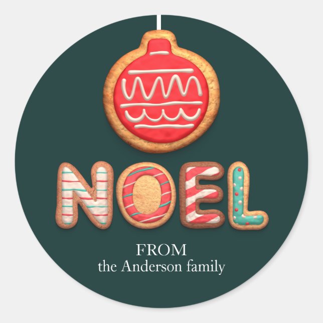 Sticker Rond Cookies personnalisés Noel avec Bauble Holiday (Devant)