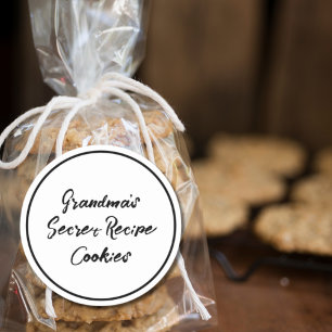 Sticker Rond Cookies Personnalisés Recette Secrète de Mamie