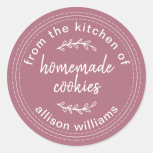 Sticker Rond Cookies Personnalisés Rustiques Faits Maison Rose