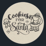 Sticker Rond COOKIES POUR PÈRE NOËL Christmas Holiday Treat<br><div class="desc">Autocollants. L'arrière - plan kraft peut être utilisé ou retiré et une couleur solide peut être utilisée à la place.</div>