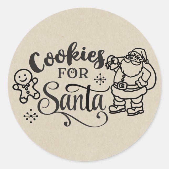 Sticker Rond COOKIES POUR PÈRE NOËL Christmas Holiday Treat (Devant)