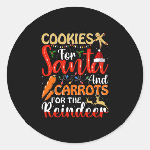 Sticker Rond Cookies Pour Père Noël Et Carottes Pour Reindeer