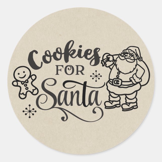 Sticker Rond COOKIES POUR PÈRE NOËL Traitement de faveur de Noë (Devant)