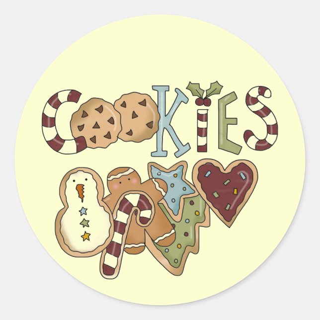 Sticker Rond Cookies pour Père Noël Tshirts et cadeaux (Devant)
