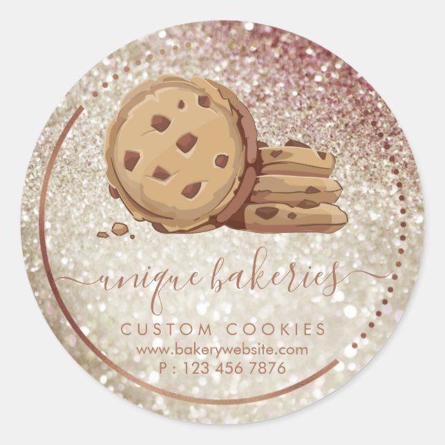Sticker Rond Cookies Sucres Pâtisserie Boutique Fille Boulanger (Devant)