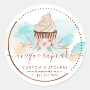 Sticker Rond Cookies Sweets Pâtisserie Ombre Girly Bakery Cupca
